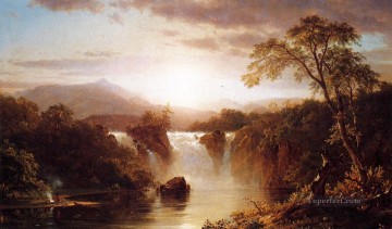 Paisajes Painting - Paisaje con paisaje de cascada Río Hudson Iglesia Frederic Edwin